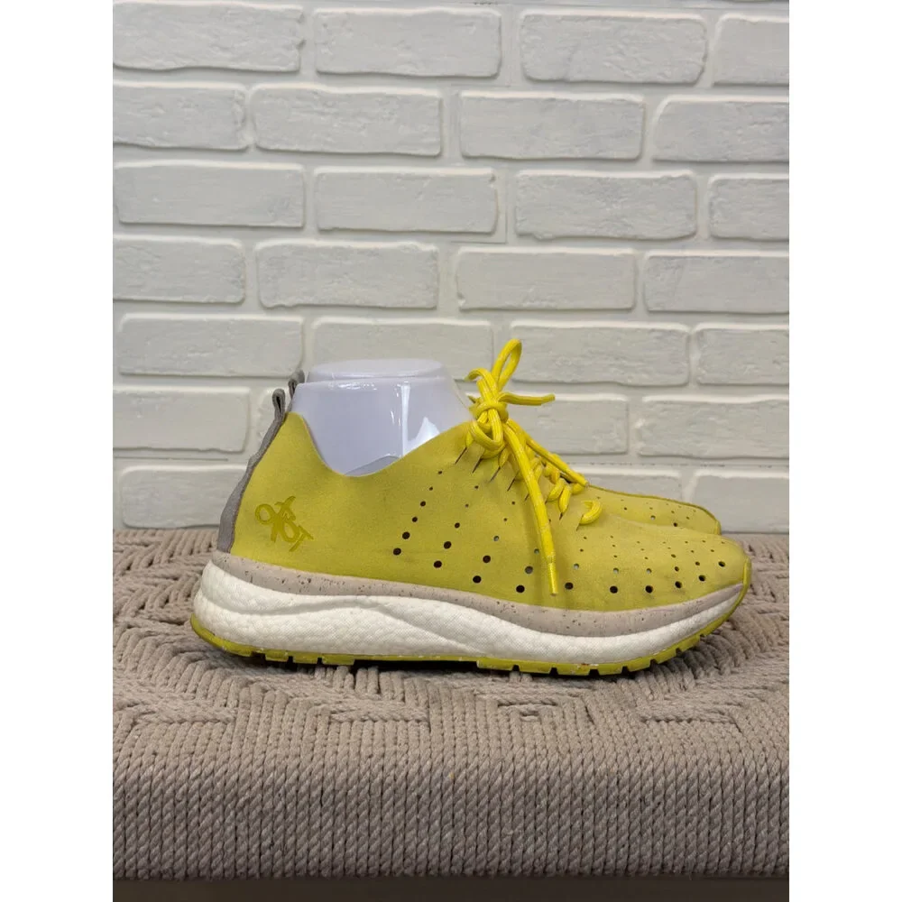OTBT Perforated Suede Platform Sneakers Yellow Lace-Up